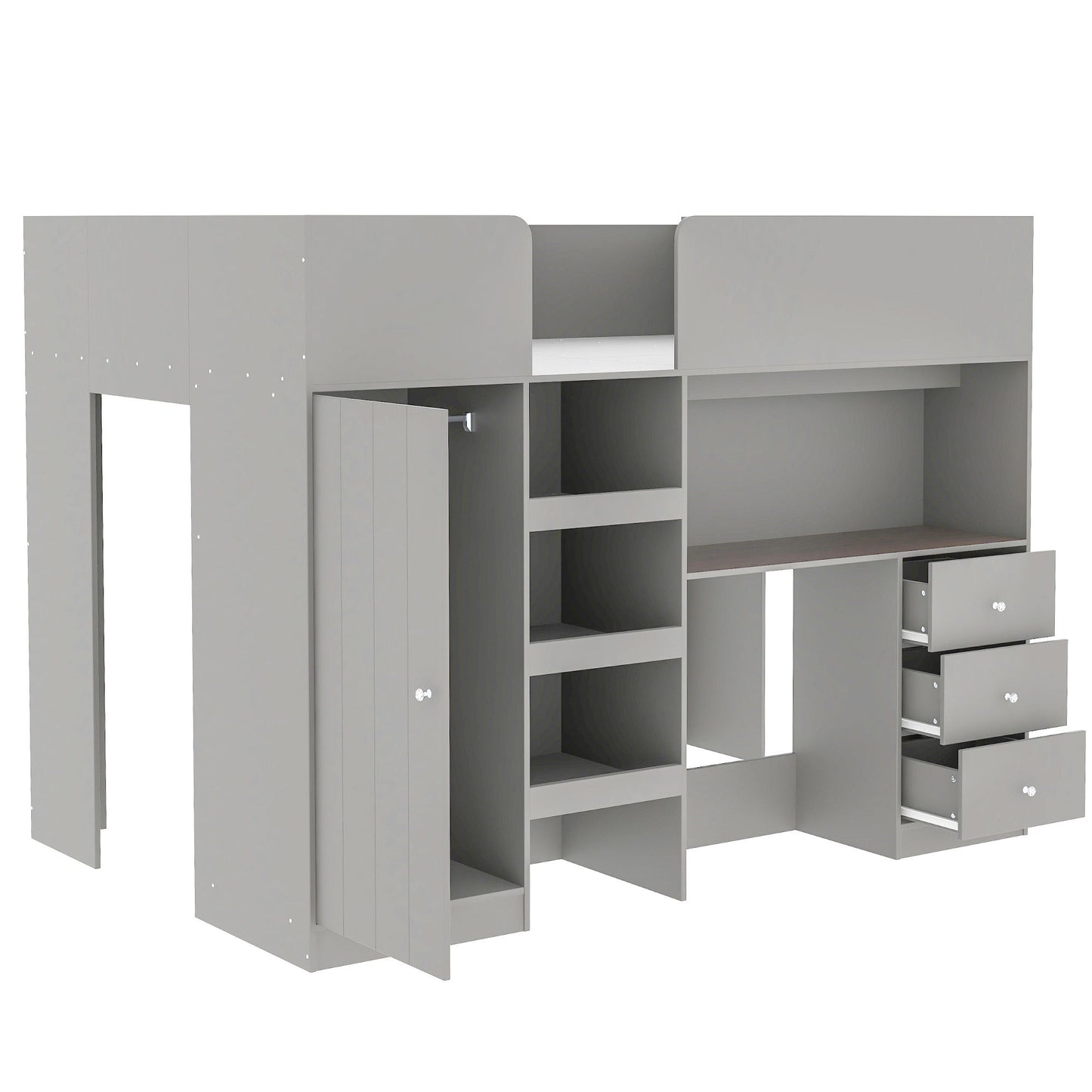 Loft Bed With Built In Wardrobe, Desk, Shelves, And Drawers - The Sleep Loft - Online Mattress Showroom NYC