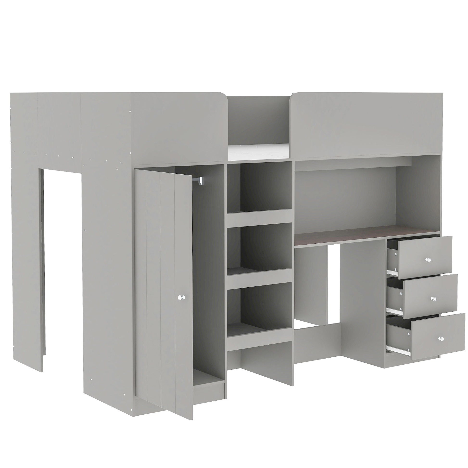 Loft Bed With Built In Wardrobe, Desk, Shelves, And Drawers - The Sleep Loft - Online Mattress Showroom NYC