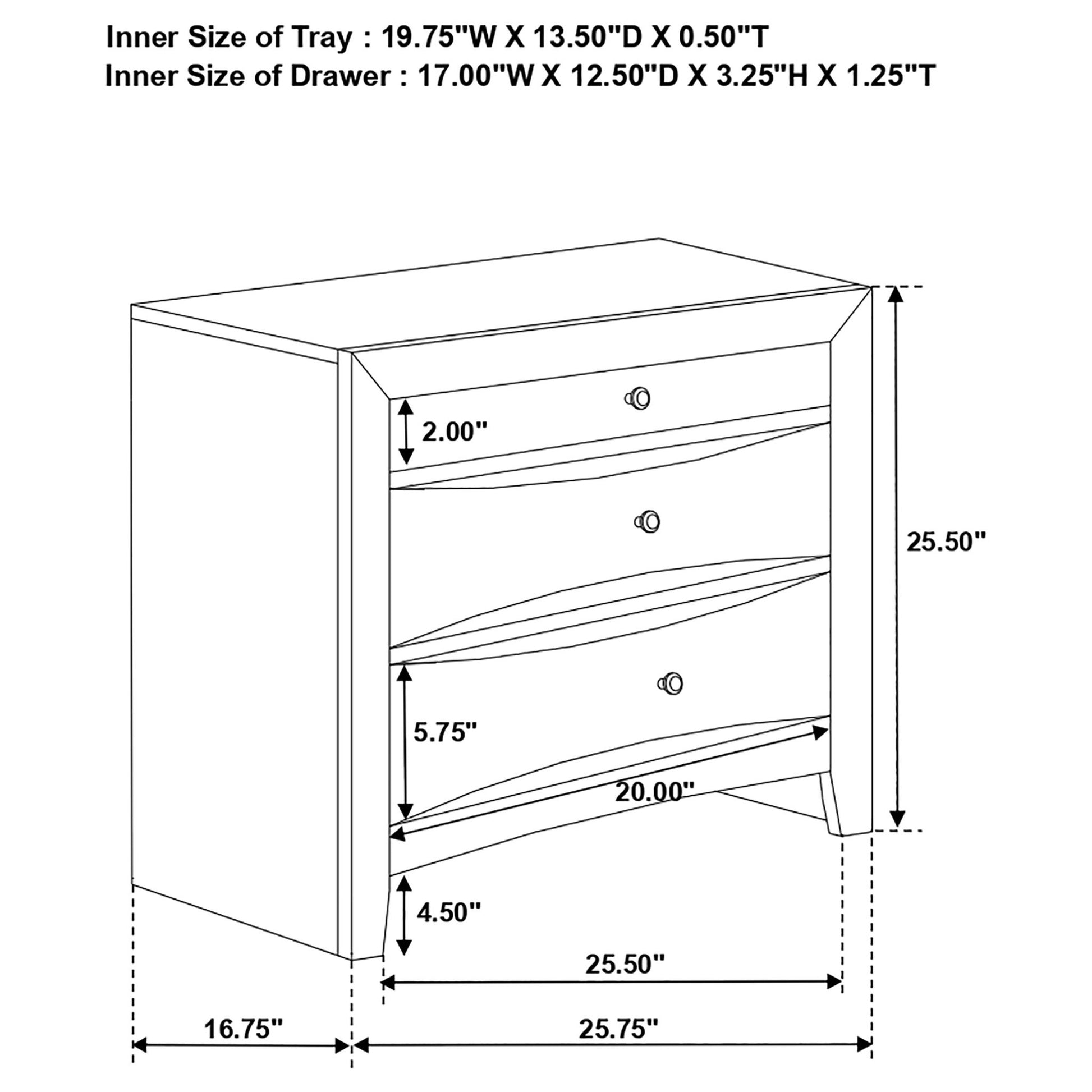 Vollenhove - 2 Drawer Nightstand With Pull Out Tray Storage Solution - Black - The Sleep Loft - Online Mattress Showroom NYC