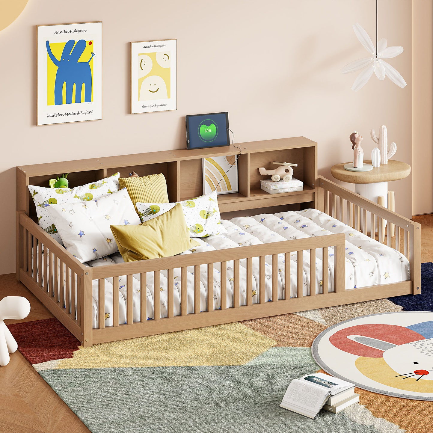 Floor Bed With Storage Cabinets And USB Ports - The Sleep Loft - Online Mattress Showroom NYC
