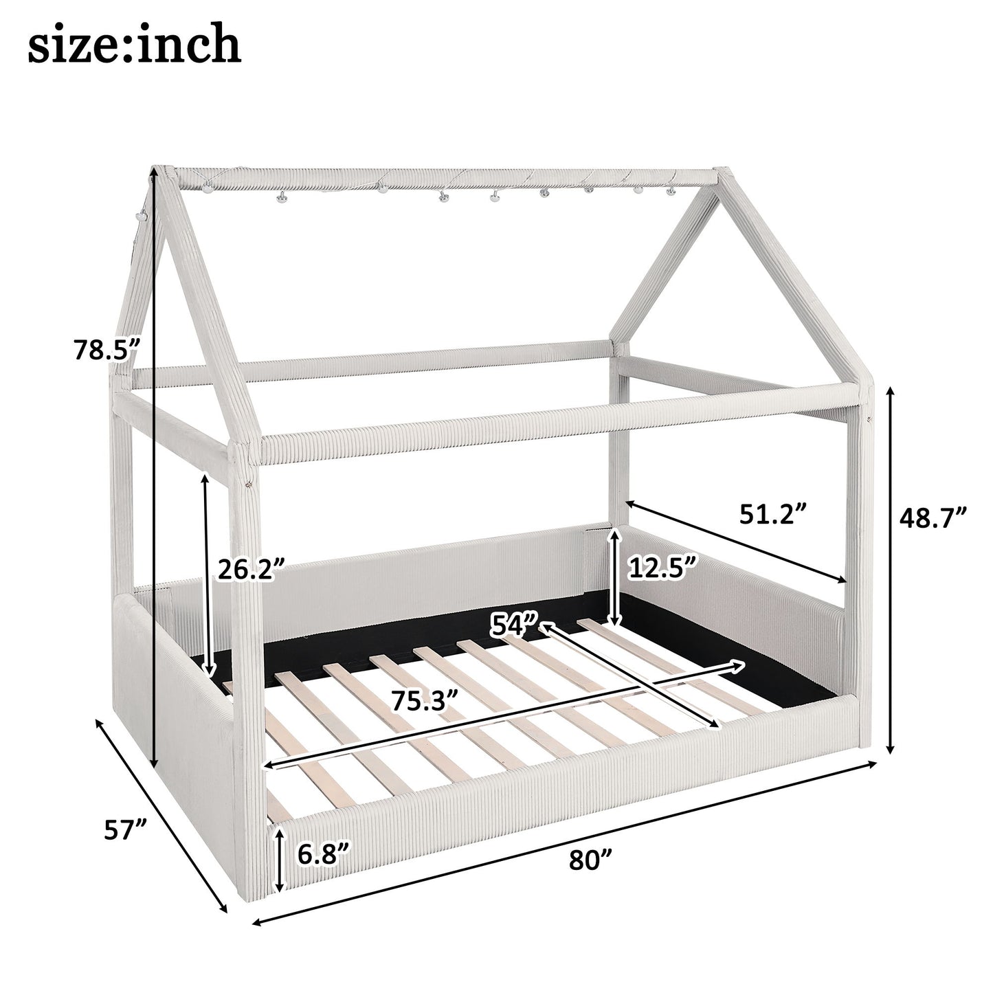 Upholstered House Style Daybed With LED Light Strips - The Sleep Loft - Online Mattress Showroom NYC