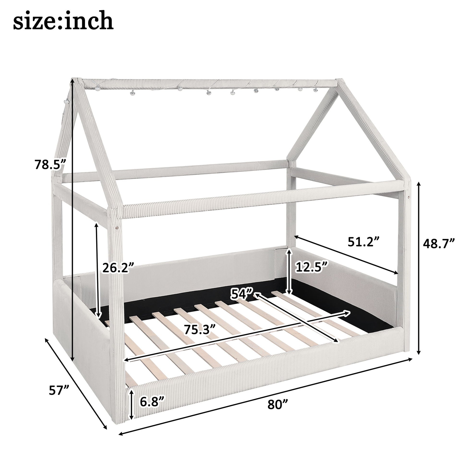 Upholstered House Style Daybed With LED Light Strips - The Sleep Loft - Online Mattress Showroom NYC