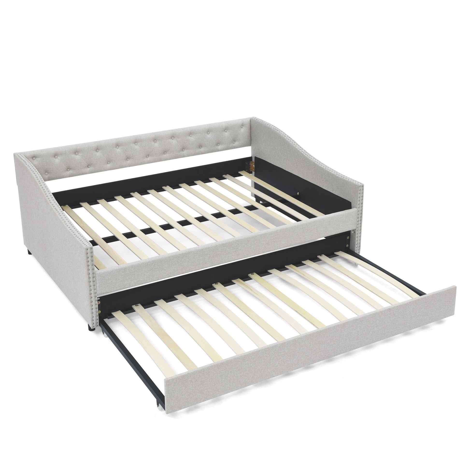 Upholstered Tufted Daybed With Drawers, Waved Arms - The Sleep Loft - Online Mattress Showroom NYC