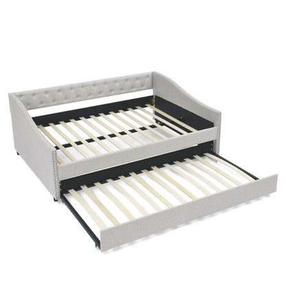 Upholstered Tufted Daybed With Drawers, Waved Arms - The Sleep Loft - Online Mattress Showroom NYC