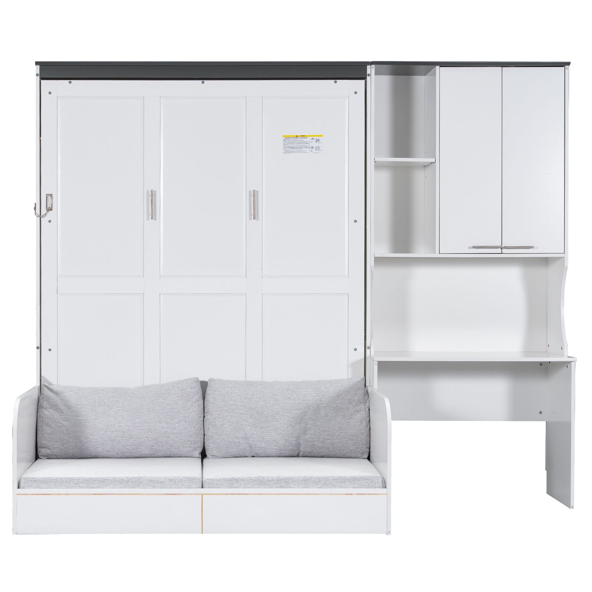 Multi Functional Murphy Bed With Sofa, Desk, And Storage Cabinet, Queen Size - White - The Sleep Loft - Online Mattress Showroom NYC