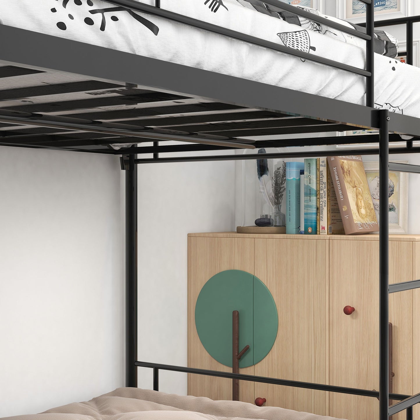 Space Saving Bunk Bed With Metal Frame And Ladder - The Sleep Loft - Online Mattress Showroom NYC