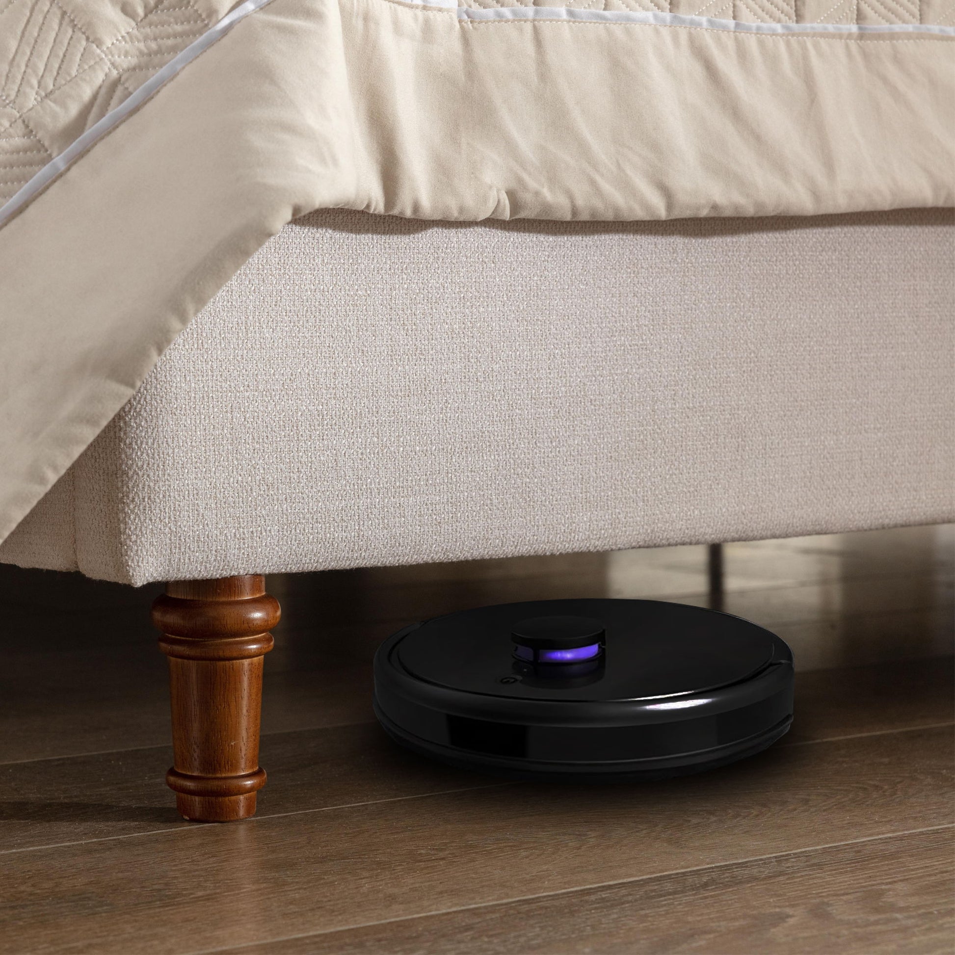 Hannah - Upholstered Wingback Bed Size / Tall Headboard Upholstered King Bed / Premium Textured Canvas Chenille Look / Minimalist Designs / No Box Spring Needed - The Sleep Loft - Online Mattress Showroom NYC