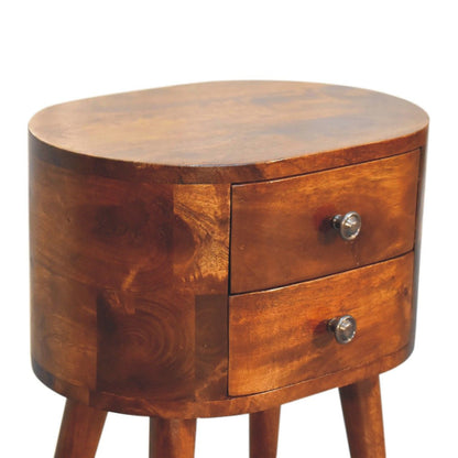 Mini Rounded Nightstand - Chestnut - The Sleep Loft - Online Mattress Showroom NYC