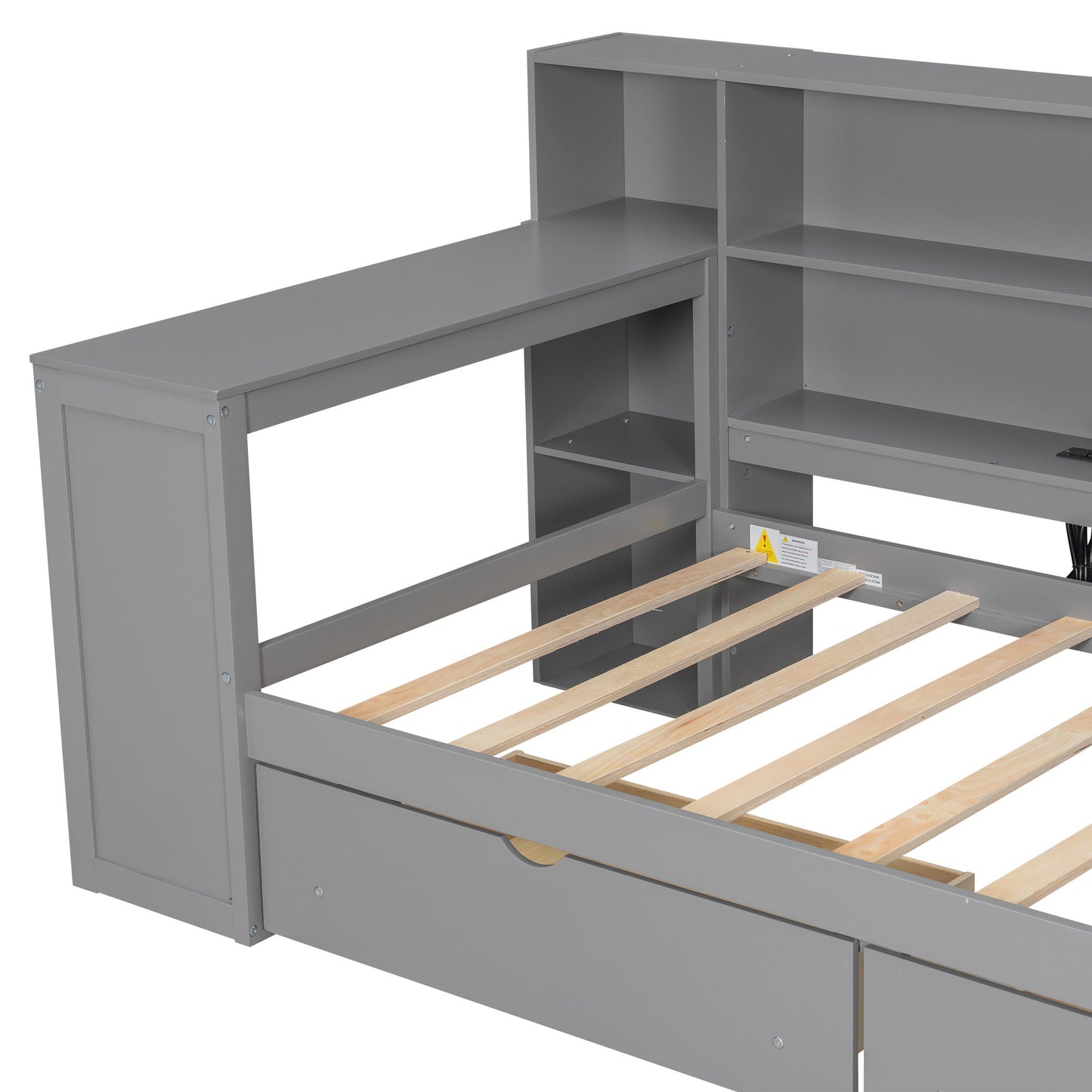 Platform Bed With Upholstered Headboard, Storage Shelves, Drawers, Charging Station, LED Lighting, Built In Desk - The Sleep Loft - Online Mattress Showroom NYC