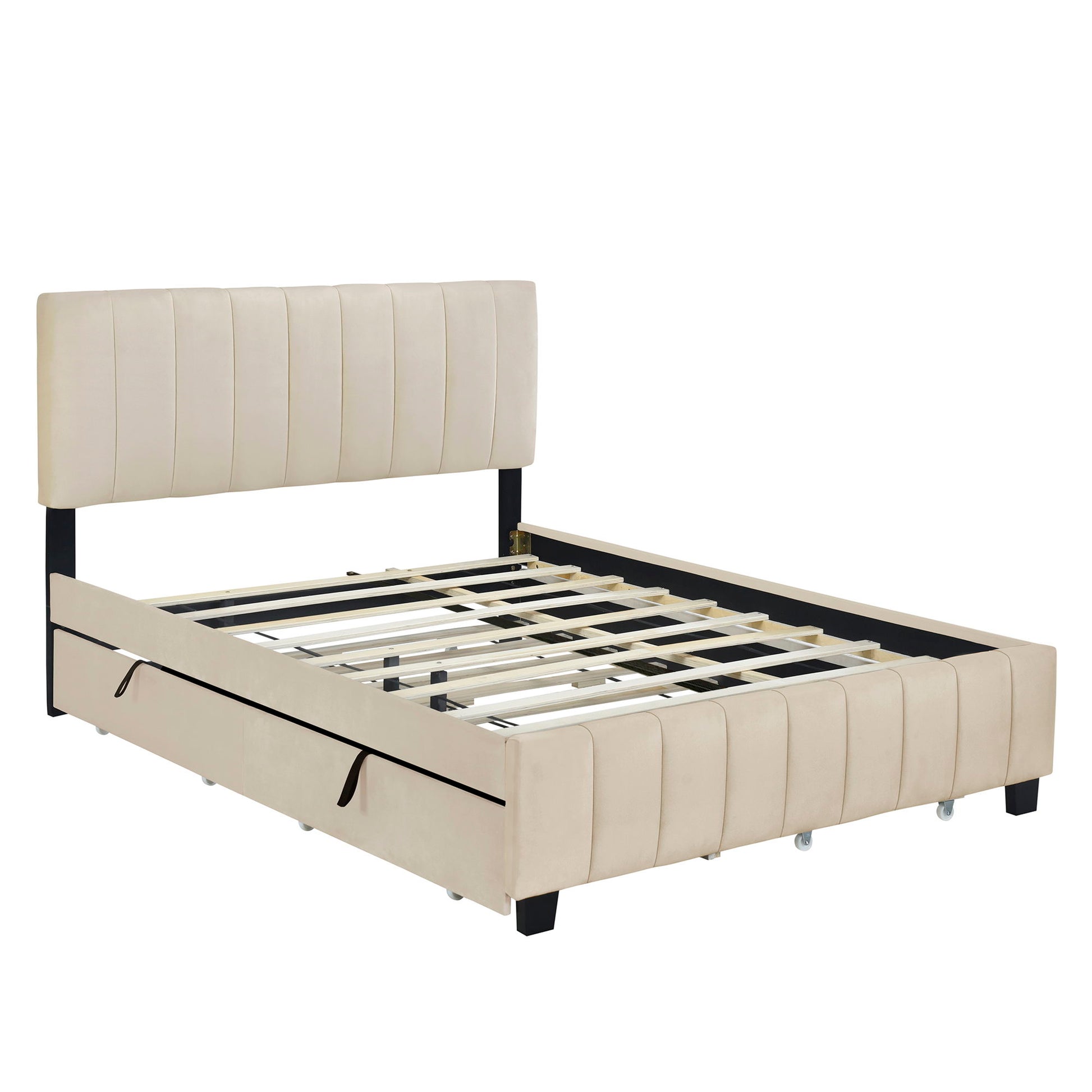 Platform UpholsteredBed With 2 Drawers And Twin Long Trundle - The Sleep Loft - Online Mattress Showroom NYC