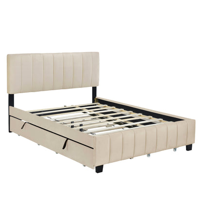 Platform UpholsteredBed With 2 Drawers And Twin Long Trundle - The Sleep Loft - Online Mattress Showroom NYC