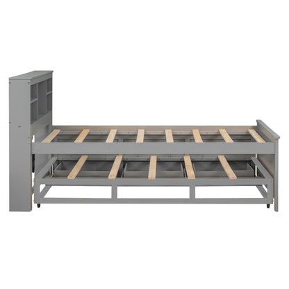 Platform Bed With Storage Headboard, USB, Trundle And 3 Drawers - The Sleep Loft - Online Mattress Showroom NYC