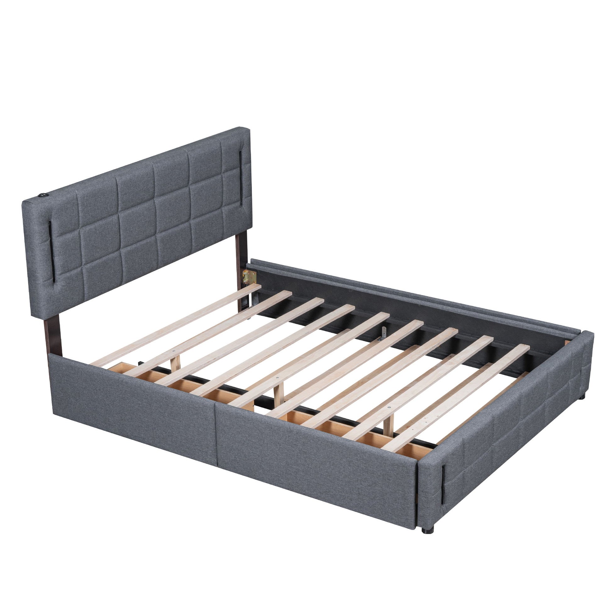 Upholstered Platform Bed With Trundle & Drawers - The Sleep Loft - Online Mattress Showroom NYC