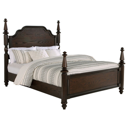 4 Poster California King Bed With Serpentine Headboard - Dark Oak - The Sleep Loft - Online Mattress Showroom NYC