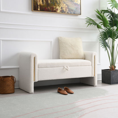 Modern Teddy Upholstered Large Bed End Bench With Arms And Storage - The Sleep Loft - Online Mattress Showroom NYC