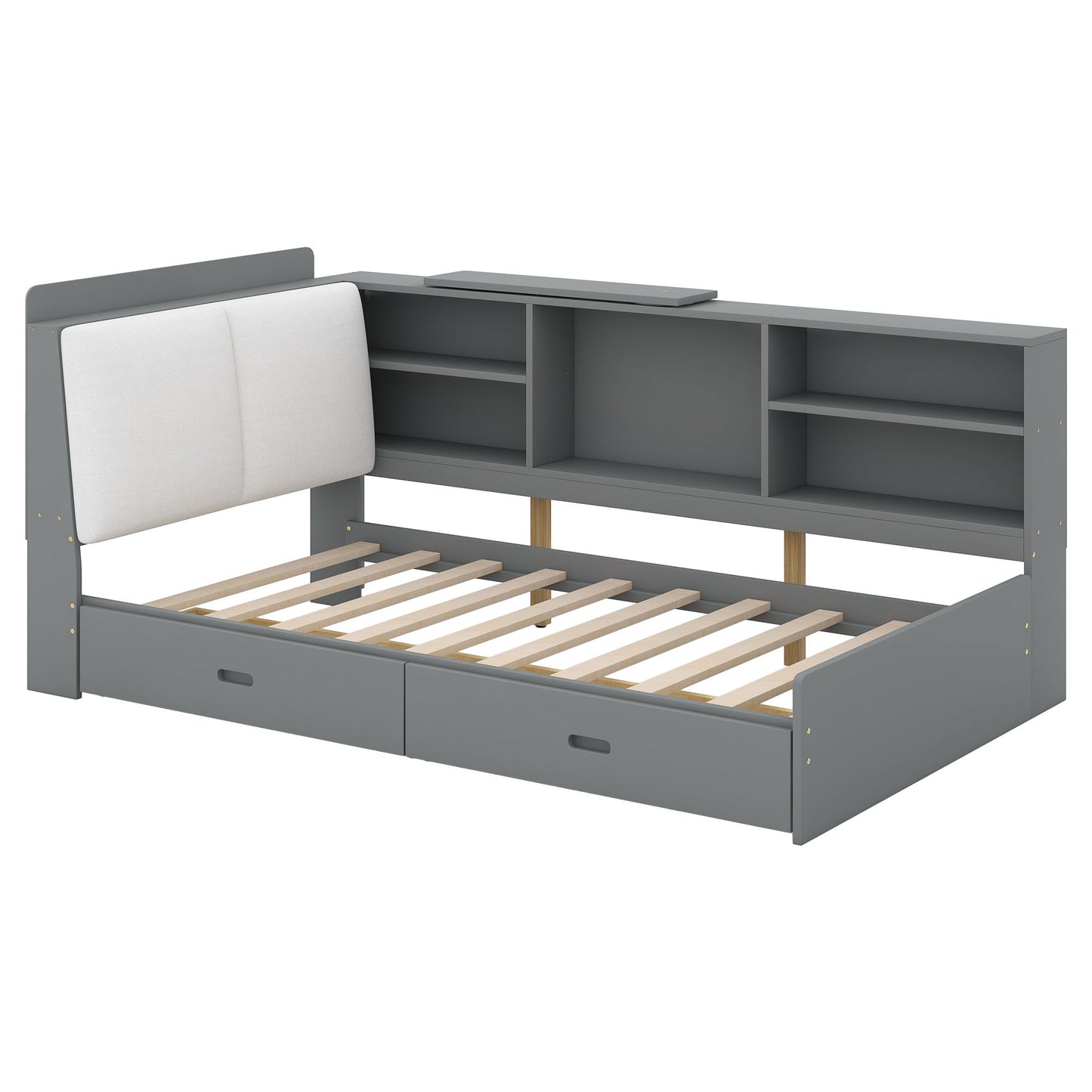 Platform Bed With Storage Headboard, Shelves And 2 Drawers - The Sleep Loft - Online Mattress Showroom NYC