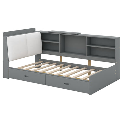 Platform Bed With Storage Headboard, Shelves And 2 Drawers - The Sleep Loft - Online Mattress Showroom NYC