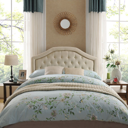 Queen & Full Size Headboard With Diamond Tufting And Nailhead Trim - Beige - The Sleep Loft - Online Mattress Showroom NYC