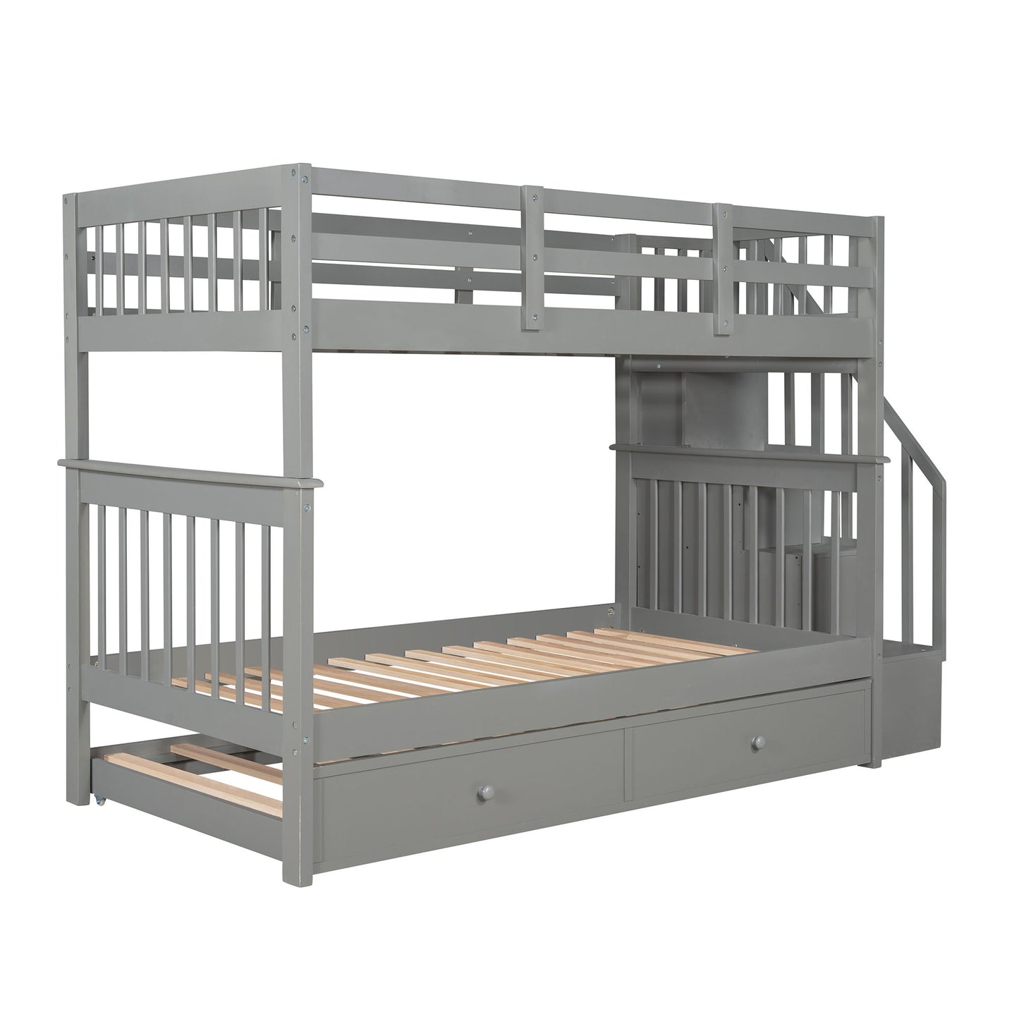 Stairway Bunk Bed With Storage And Guard Rail For Bedroom - The Sleep Loft - Online Mattress Showroom NYC
