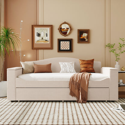 Upholstered Daybed With Storage Armrests, Trundle And Latest Integrated tooth Audio System - The Sleep Loft - Online Mattress Showroom NYC