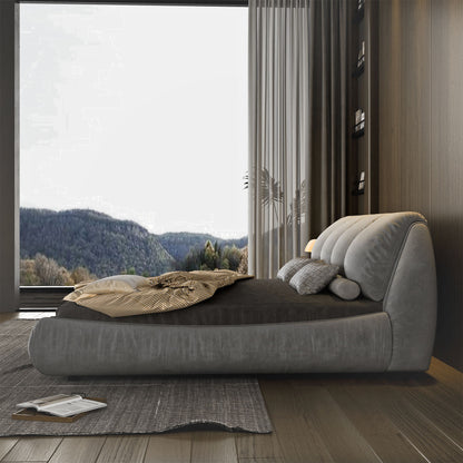 Luxury Upholstered Platform Bed With Oversized Padded Backrest And Solid Wood Frame - The Sleep Loft - Online Mattress Showroom NYC