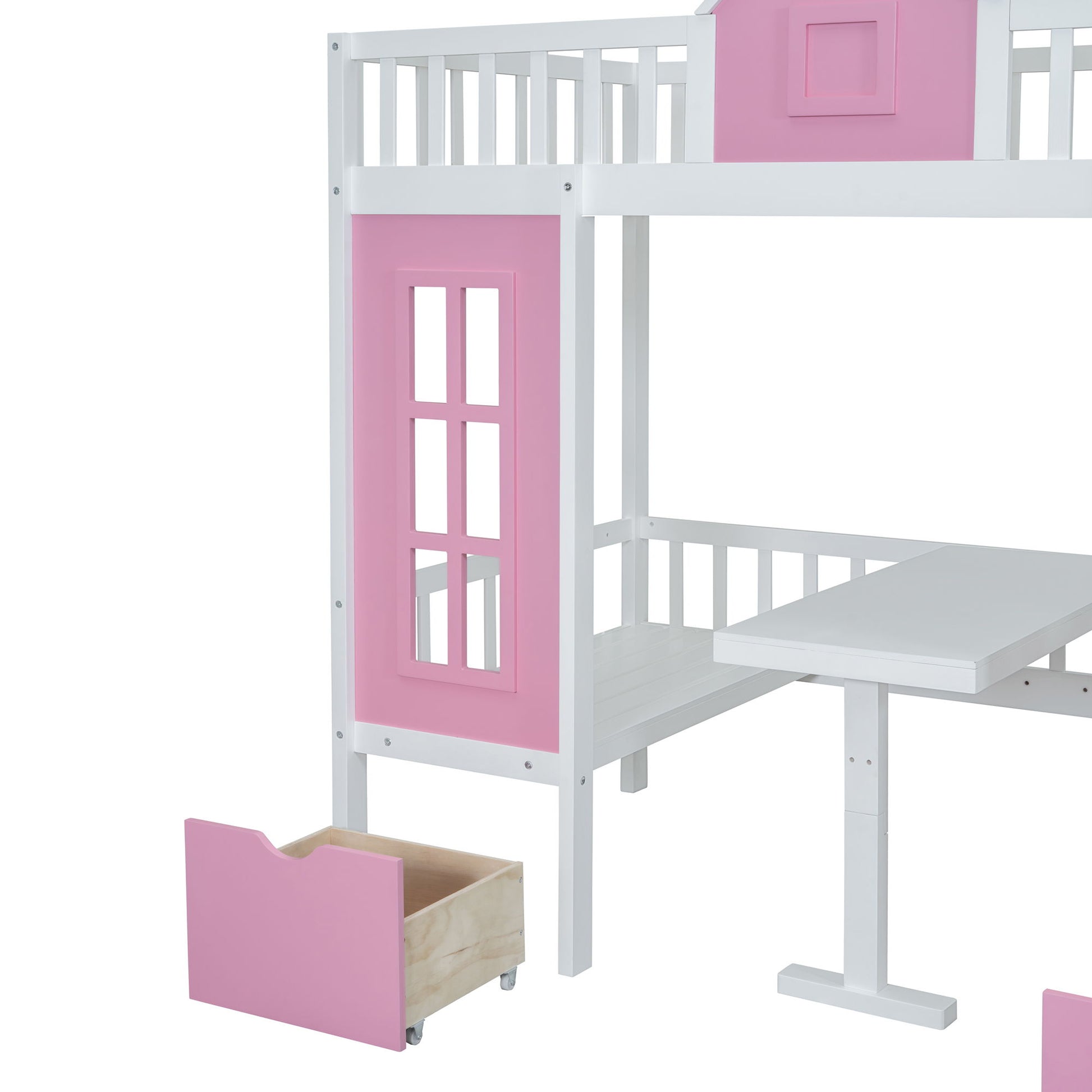 Twin Over Twin Bunk Bed With Changeable Table, Bunk Bed Turn Into Upper Bed And Down Desk - The Sleep Loft - Online Mattress Showroom NYC