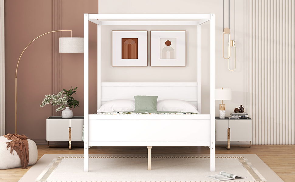 Canopy Platform Bed With Headboard And Footboard, Slat Support Leg - The Sleep Loft - Online Mattress Showroom NYC