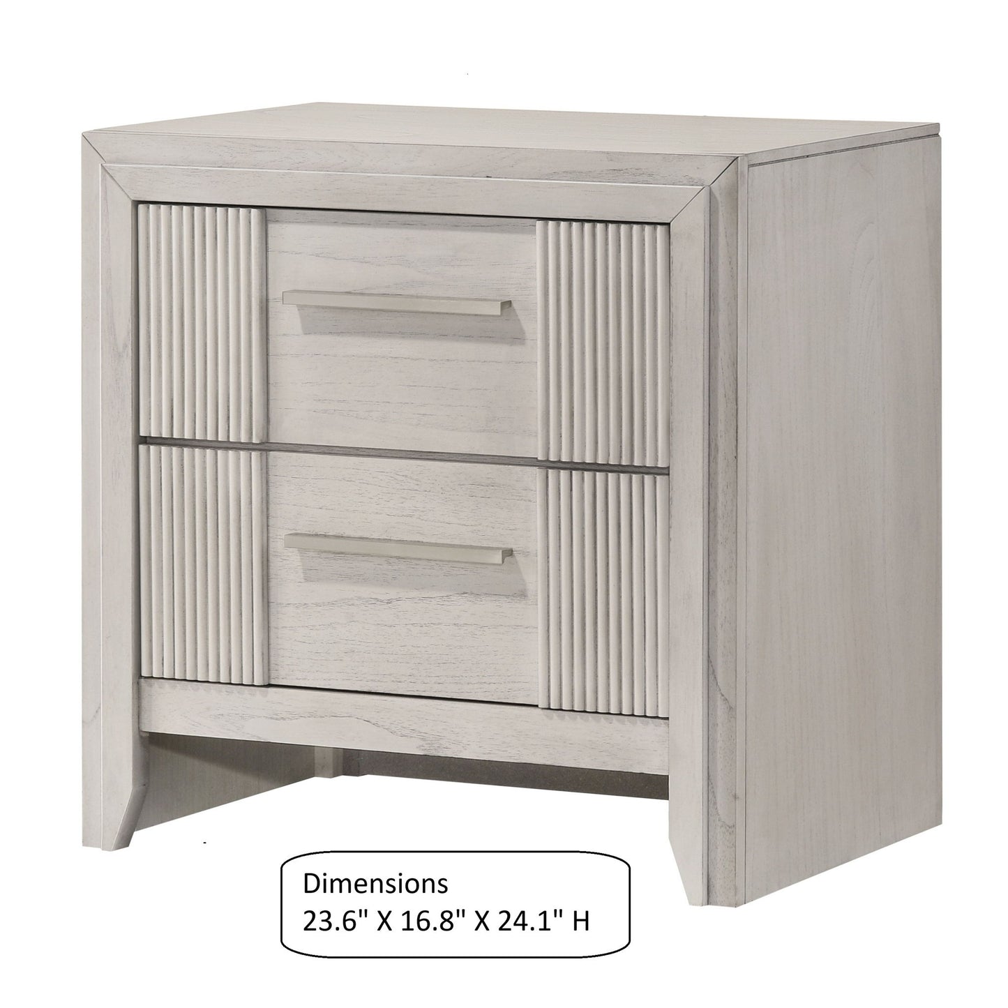 2 Drawer Nightstand With Bar Handle - Antique White - The Sleep Loft - Online Mattress Showroom NYC