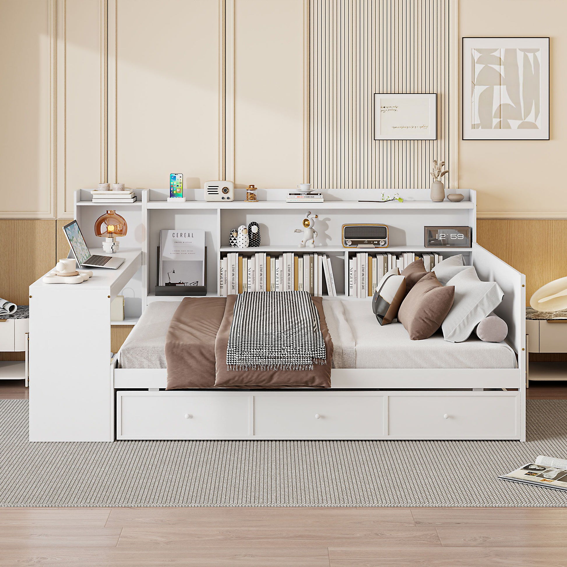Daybed With 3 Drawers USB Ports And Desk - The Sleep Loft - Online Mattress Showroom NYC