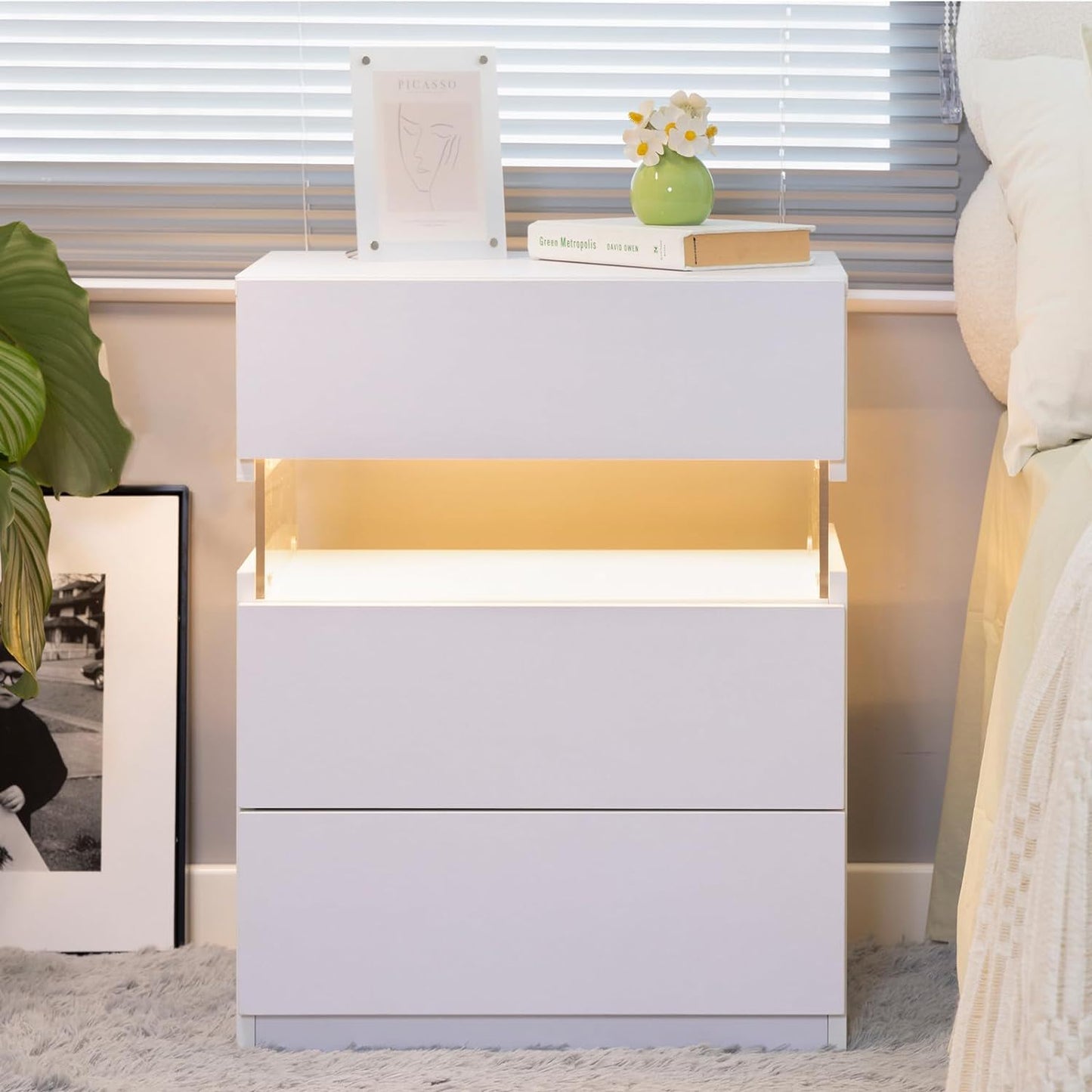 LED Nightstands, 3 Drawer For Bedroom - The Sleep Loft - Online Mattress Showroom NYC