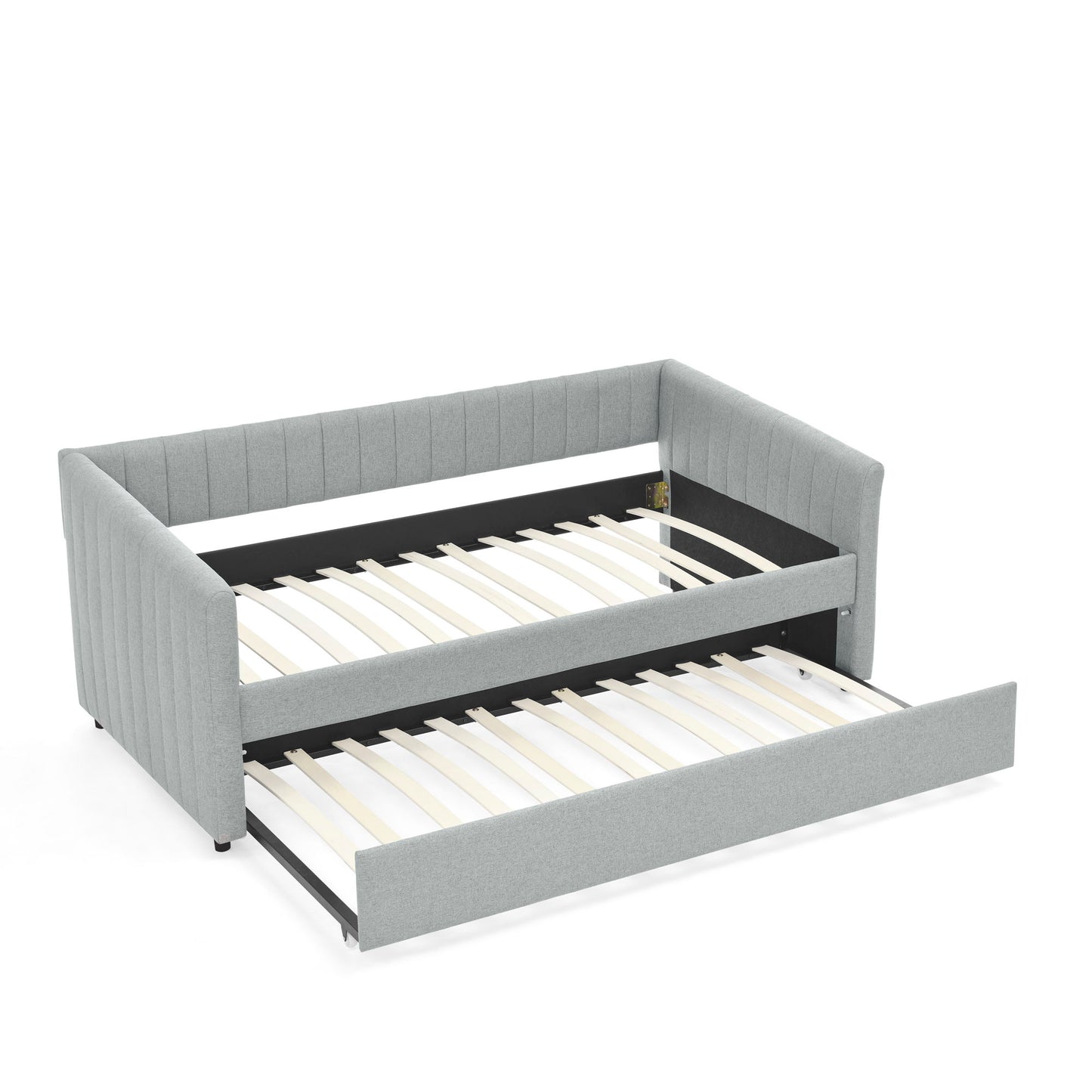 Upholstered Daybed With Trundle With Vertical Stripes - The Sleep Loft - Online Mattress Showroom NYC