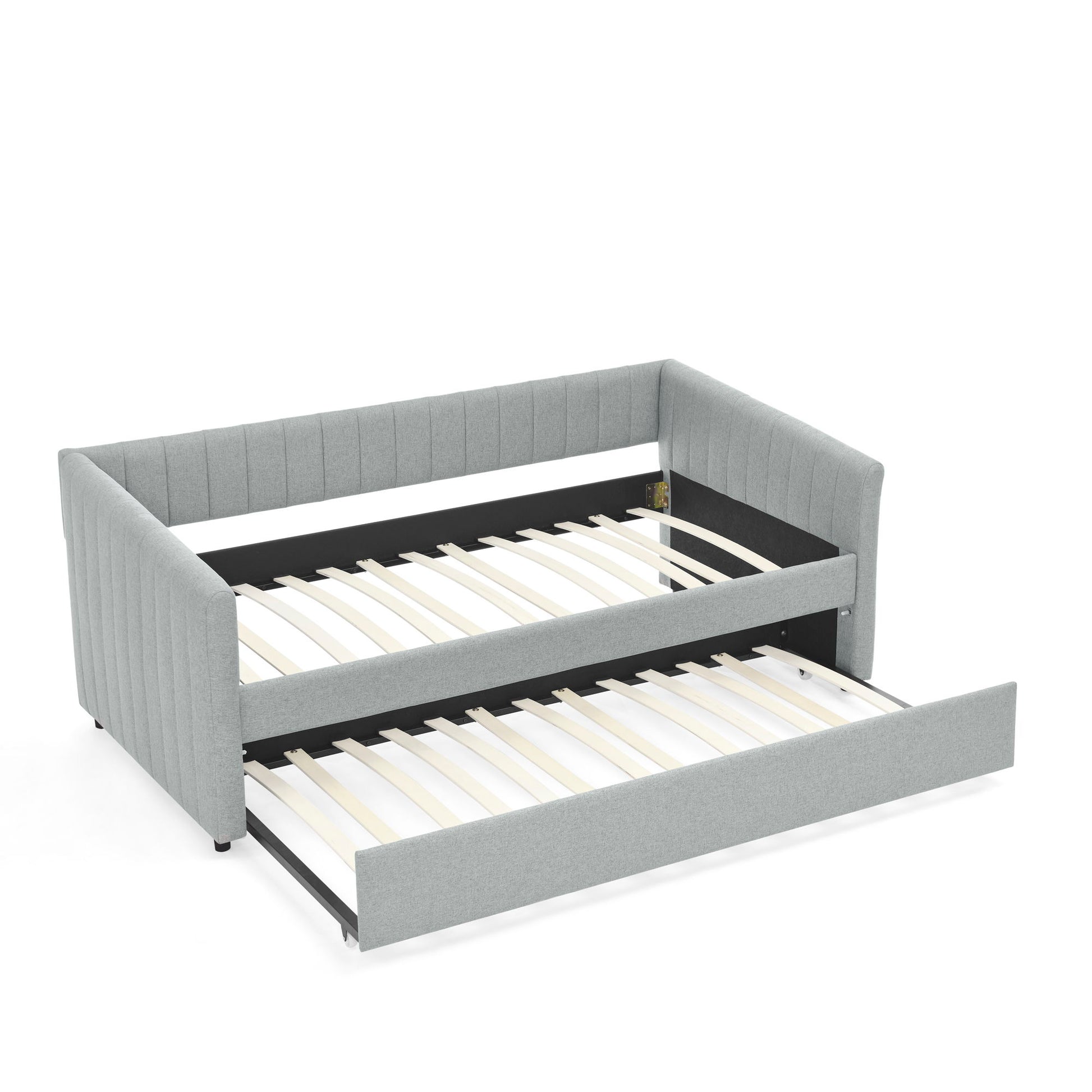 Upholstered Daybed With Trundle With Vertical Stripes - The Sleep Loft - Online Mattress Showroom NYC