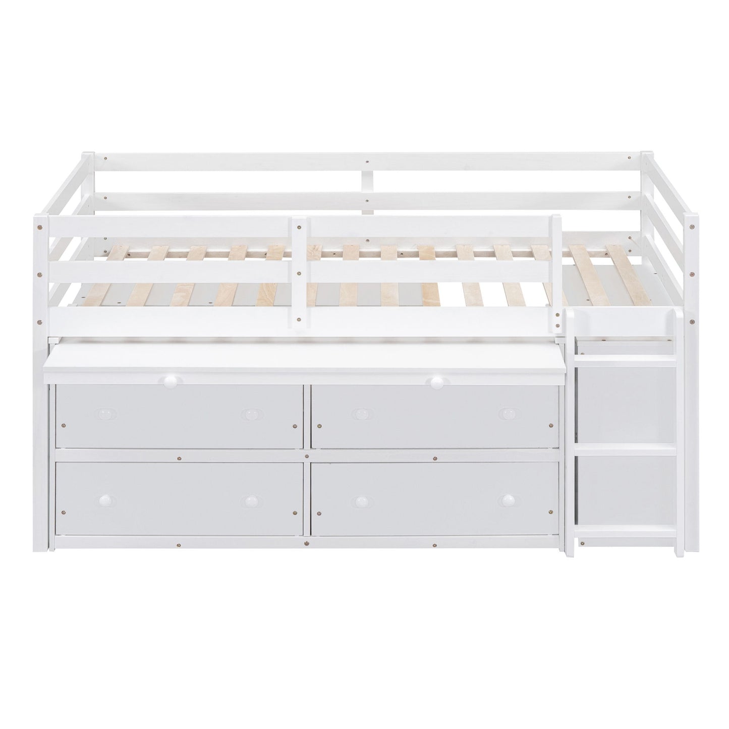 Loft Bed With Retractable Writing Desk And 4 Drawers, With Lateral Portable Desk And Shelves - The Sleep Loft - Online Mattress Showroom NYC