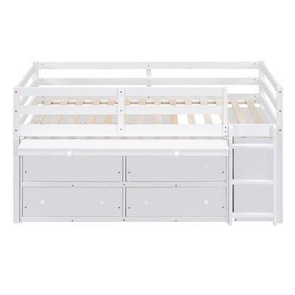 Loft Bed With Retractable Writing Desk And 4 Drawers, With Lateral Portable Desk And Shelves - The Sleep Loft - Online Mattress Showroom NYC