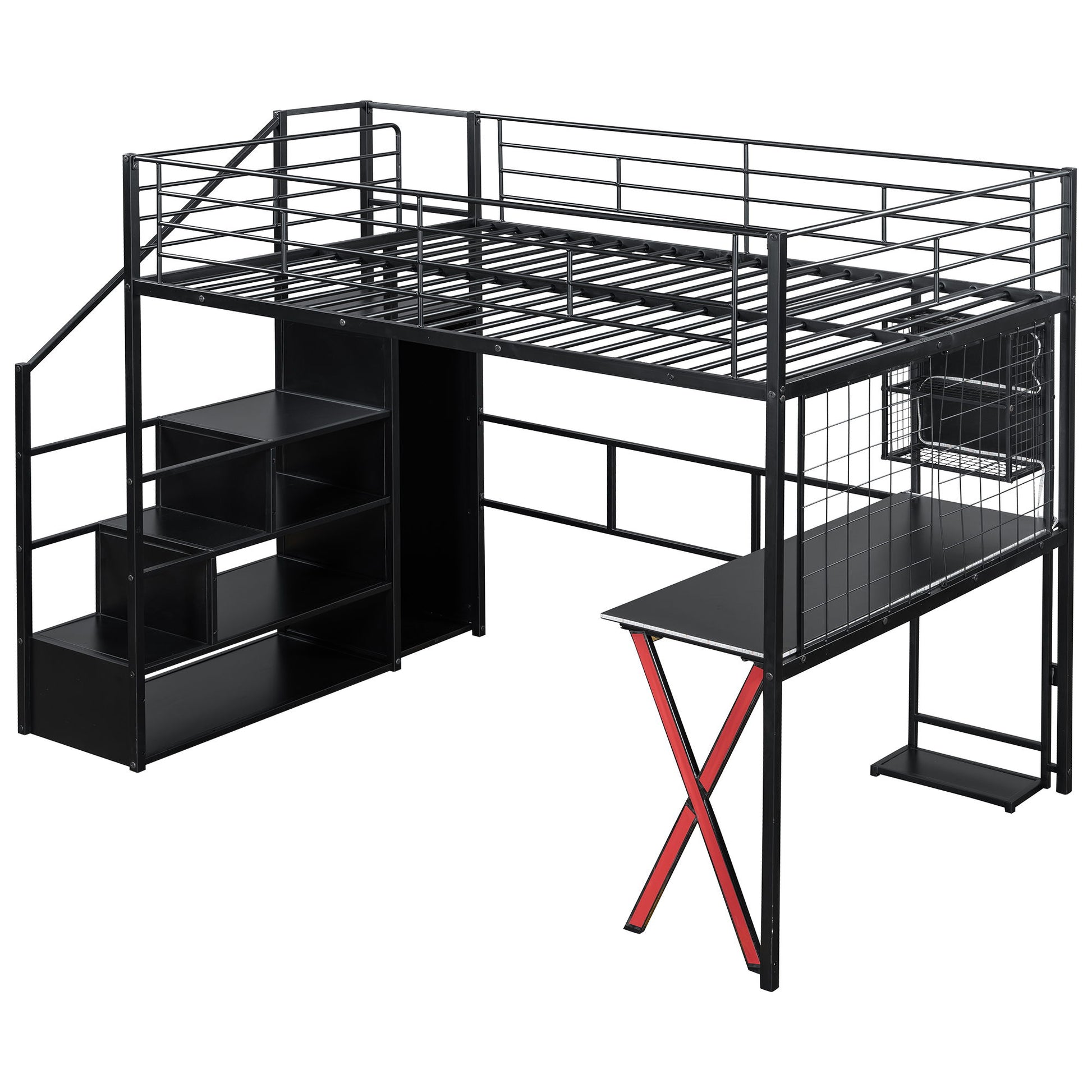 Loft Bed With Built In Work Station, Wardrobe, Storage Staircase And LED - The Sleep Loft - Online Mattress Showroom NYC