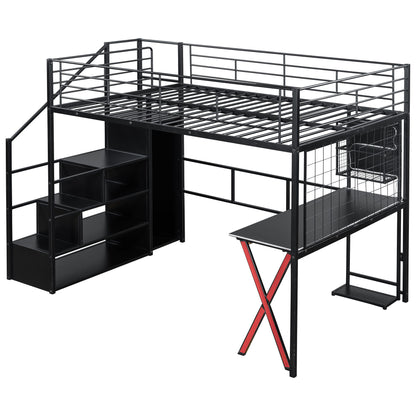 Loft Bed With Built In Work Station, Wardrobe, Storage Staircase And LED - The Sleep Loft - Online Mattress Showroom NYC
