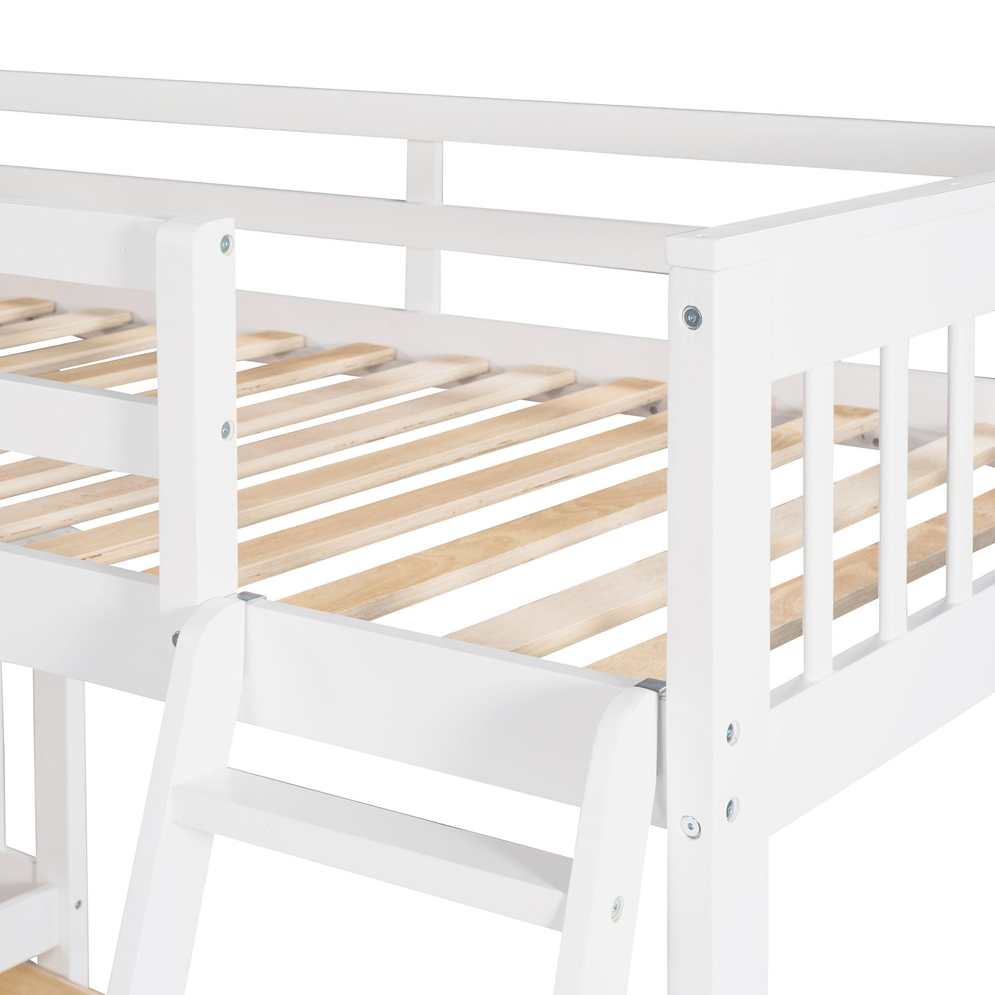 Solid L Shaped Bunk Bed With 3 Drawers, Ladder And Staircase - The Sleep Loft - Online Mattress Showroom NYC