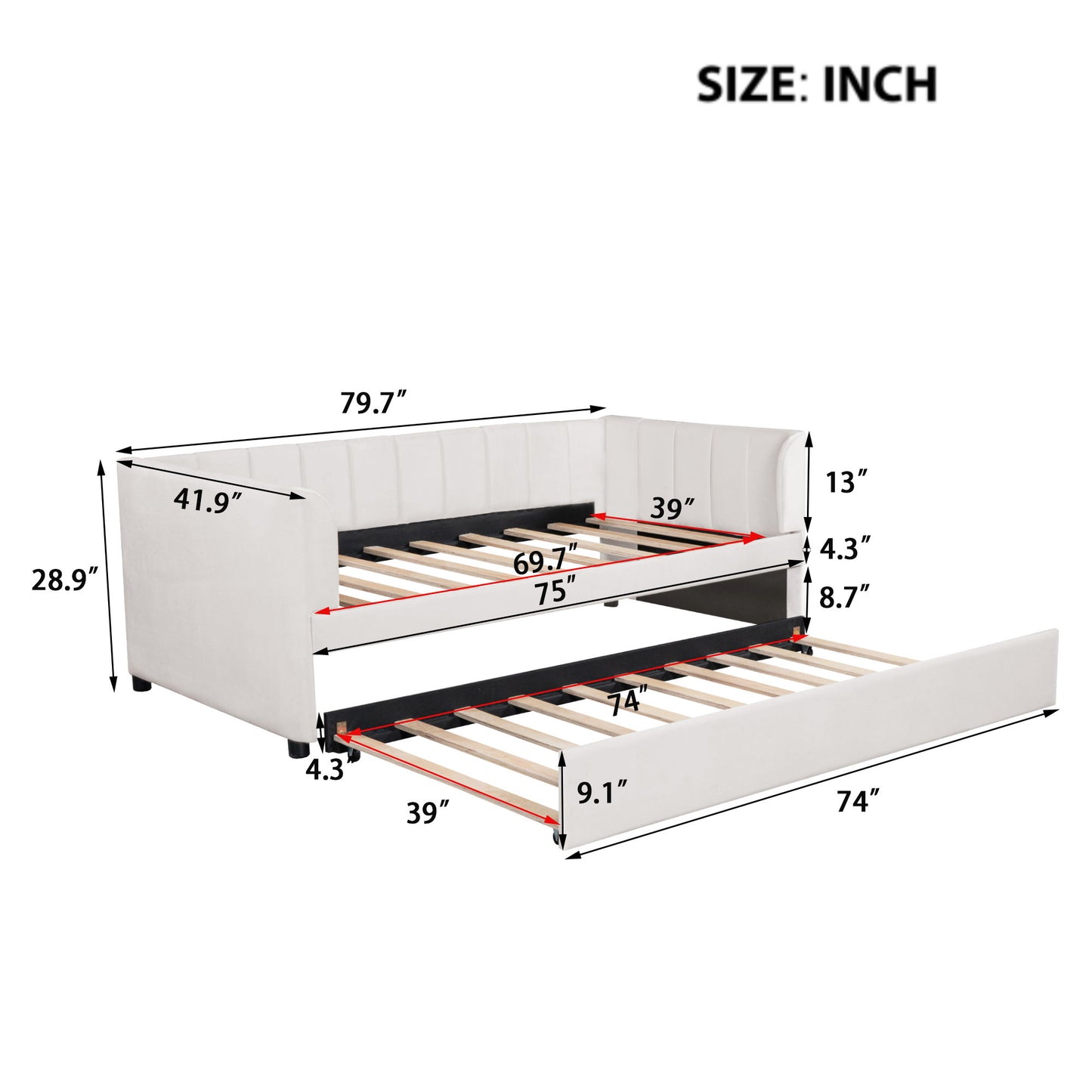 Upholstered Daybed With Ergonomic Design Backrest - The Sleep Loft - Online Mattress Showroom NYC