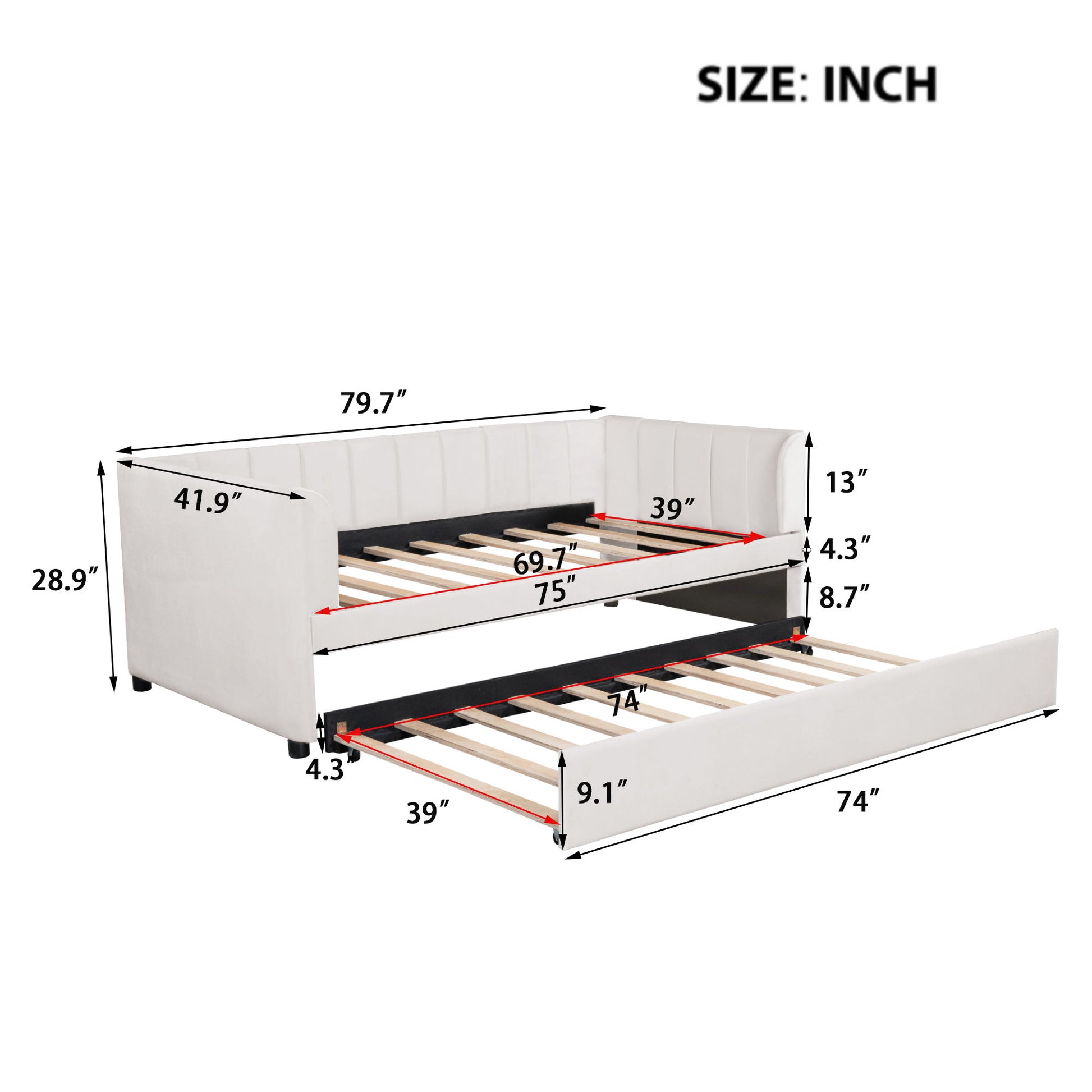 Upholstered Daybed With Ergonomic Design Backrest - The Sleep Loft - Online Mattress Showroom NYC