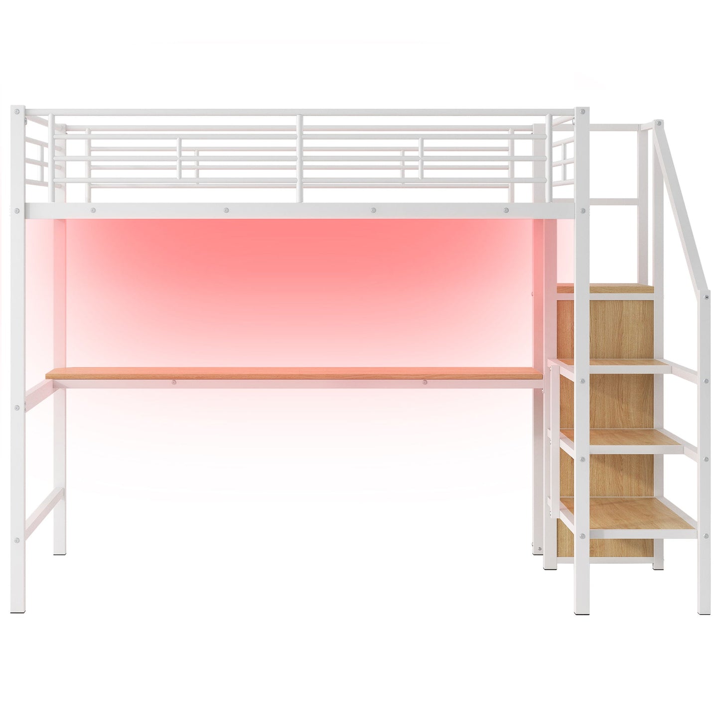 Loft Bed With Desk, Storage Staircase, Small Wardrobe And LED Light - The Sleep Loft - Online Mattress Showroom NYC