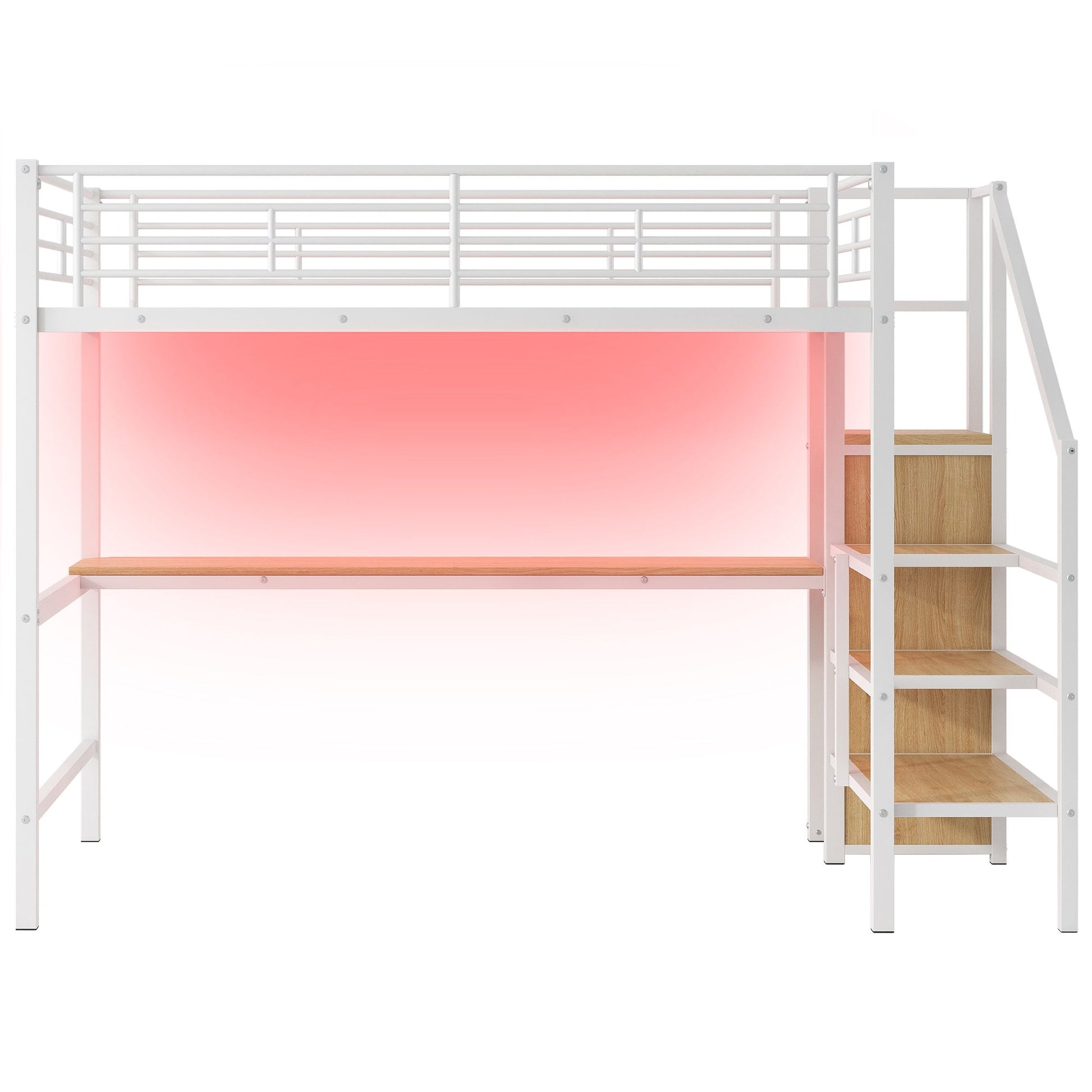 Loft Bed With Desk, Storage Staircase, Small Wardrobe And LED Light - The Sleep Loft - Online Mattress Showroom NYC