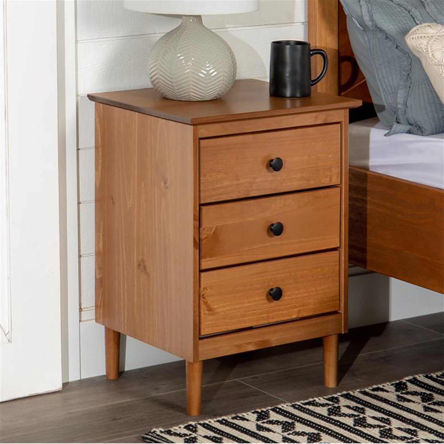 Classic 3 Drawer Solid Wood Nightstand - The Sleep Loft - Online Mattress Showroom NYC