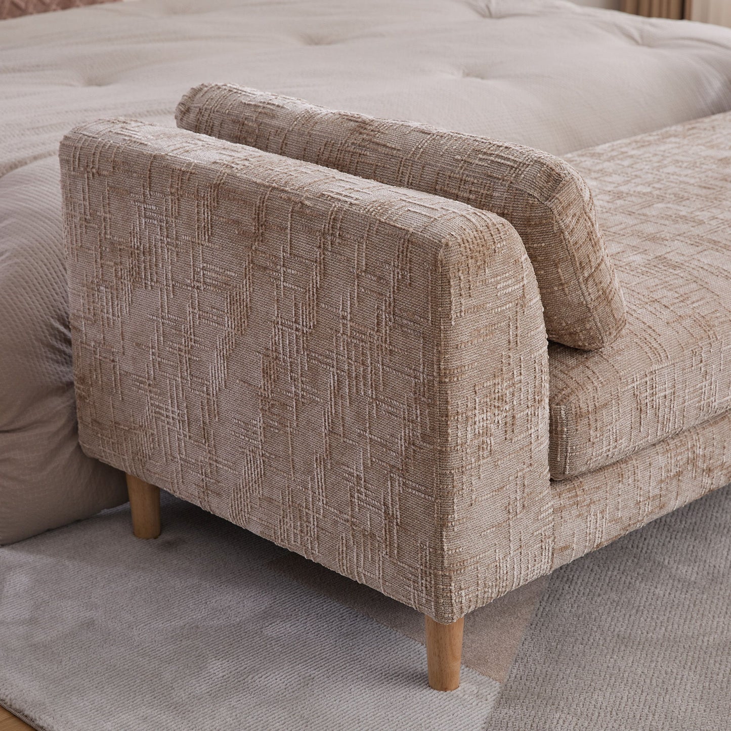 Modern Upholstered End Of Bed Bench With Armrests - The Sleep Loft - Online Mattress Showroom NYC