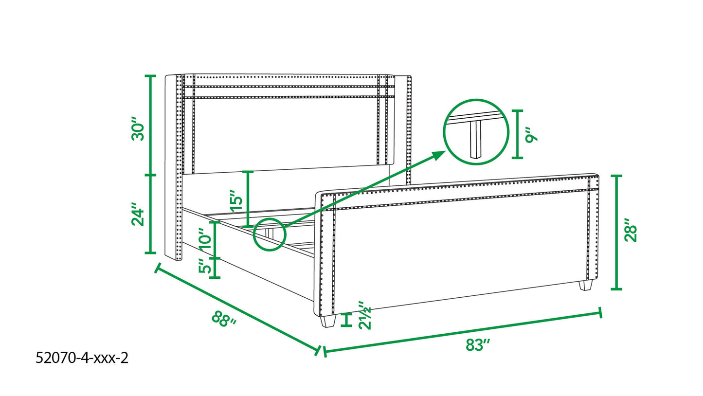 Elle - Wingback Upholstered King Bed - Silver Gray - The Sleep Loft - Online Mattress Showroom NYC
