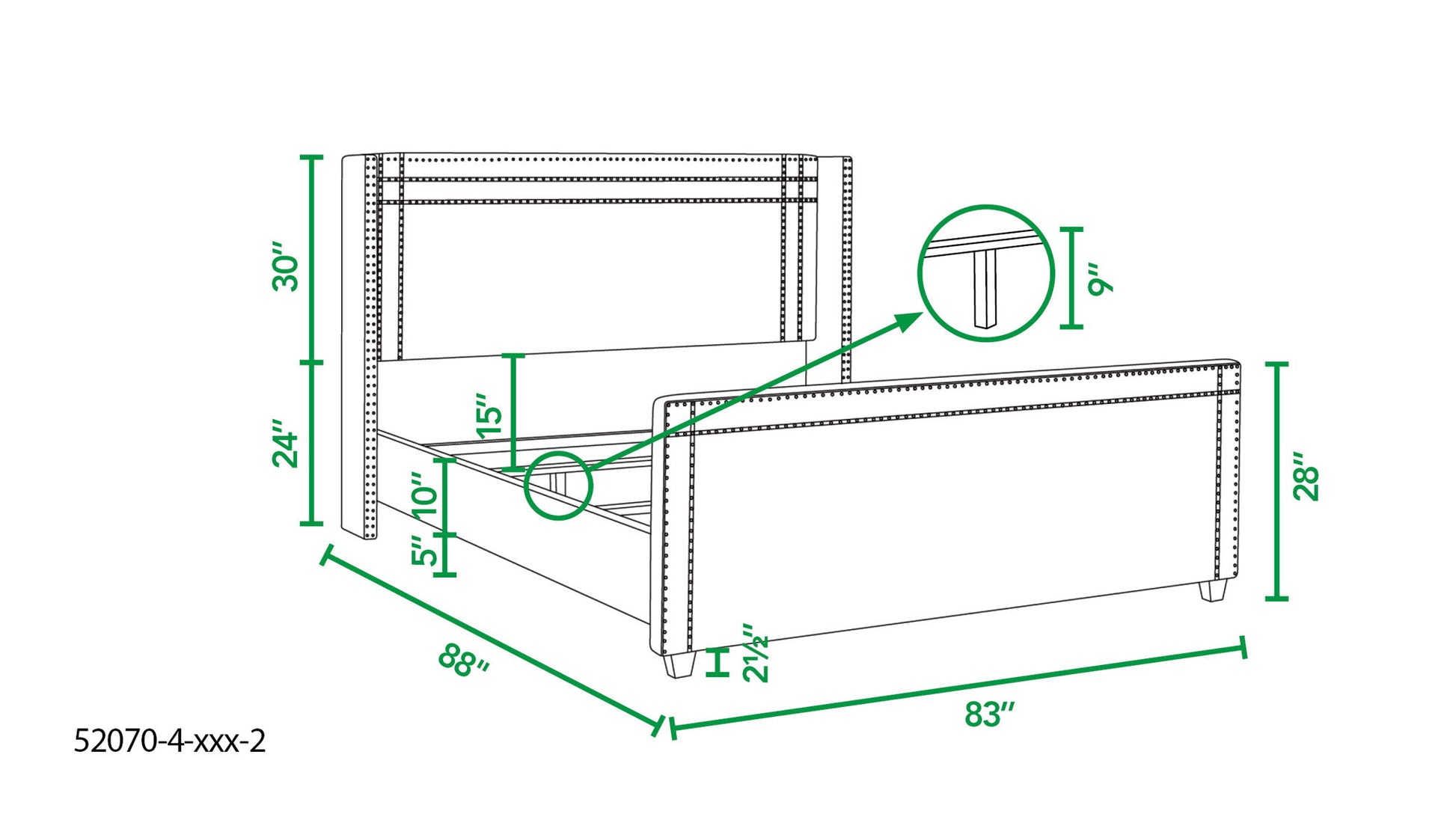 Elle - Wingback Upholstered King Bed - Silver Gray - The Sleep Loft - Online Mattress Showroom NYC