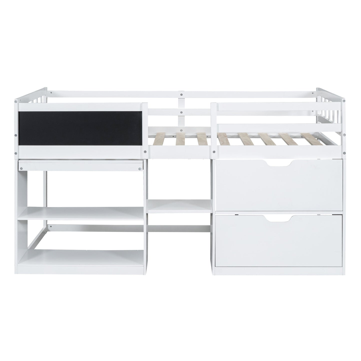 Low Loft Bed With Rolling Desk, Shelf And Drawers - The Sleep Loft - Online Mattress Showroom NYC