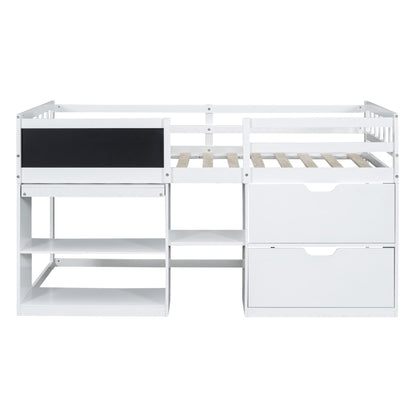 Low Loft Bed With Rolling Desk, Shelf And Drawers - The Sleep Loft - Online Mattress Showroom NYC