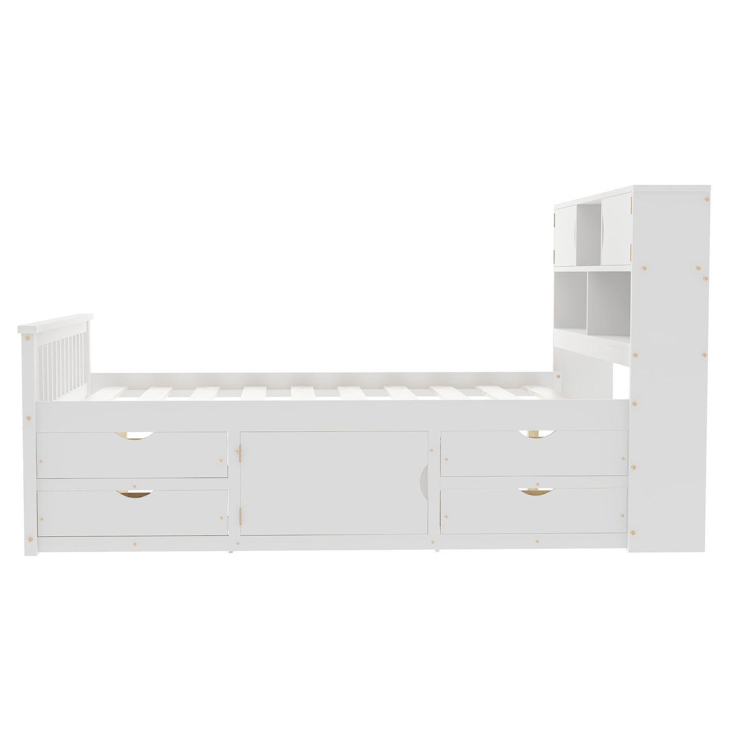 Captain Platform Bed Frame With Bookcase Headboard, 4 Drawers, Storage Shelves - The Sleep Loft - Online Mattress Showroom NYC