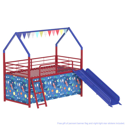 Jack - House Loft Bed With Slide And Curtain Set - The Sleep Loft - Online Mattress Showroom NYC