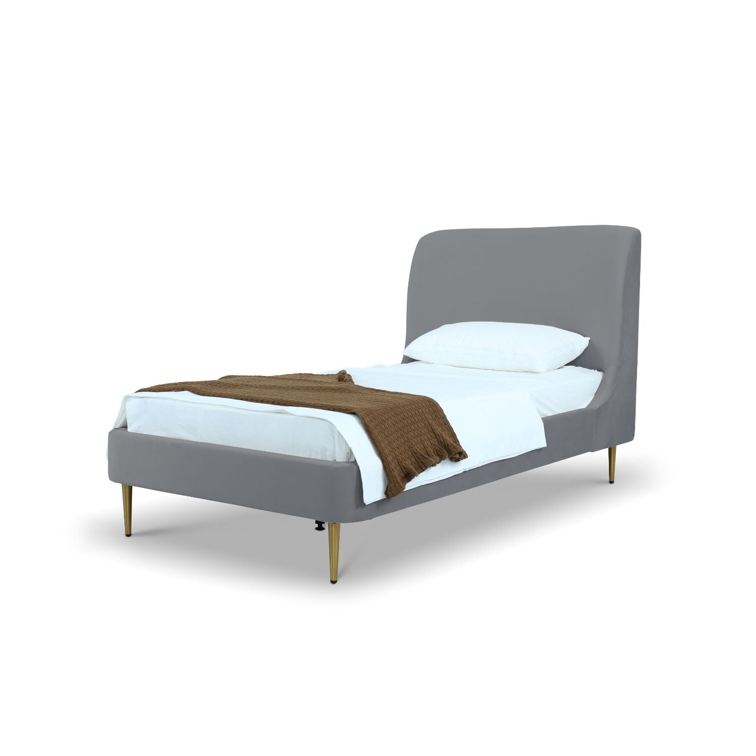 Mid-Century Modern Upholstered Bed With Curved Headboard - The Sleep Loft - Online Mattress Showroom NYC